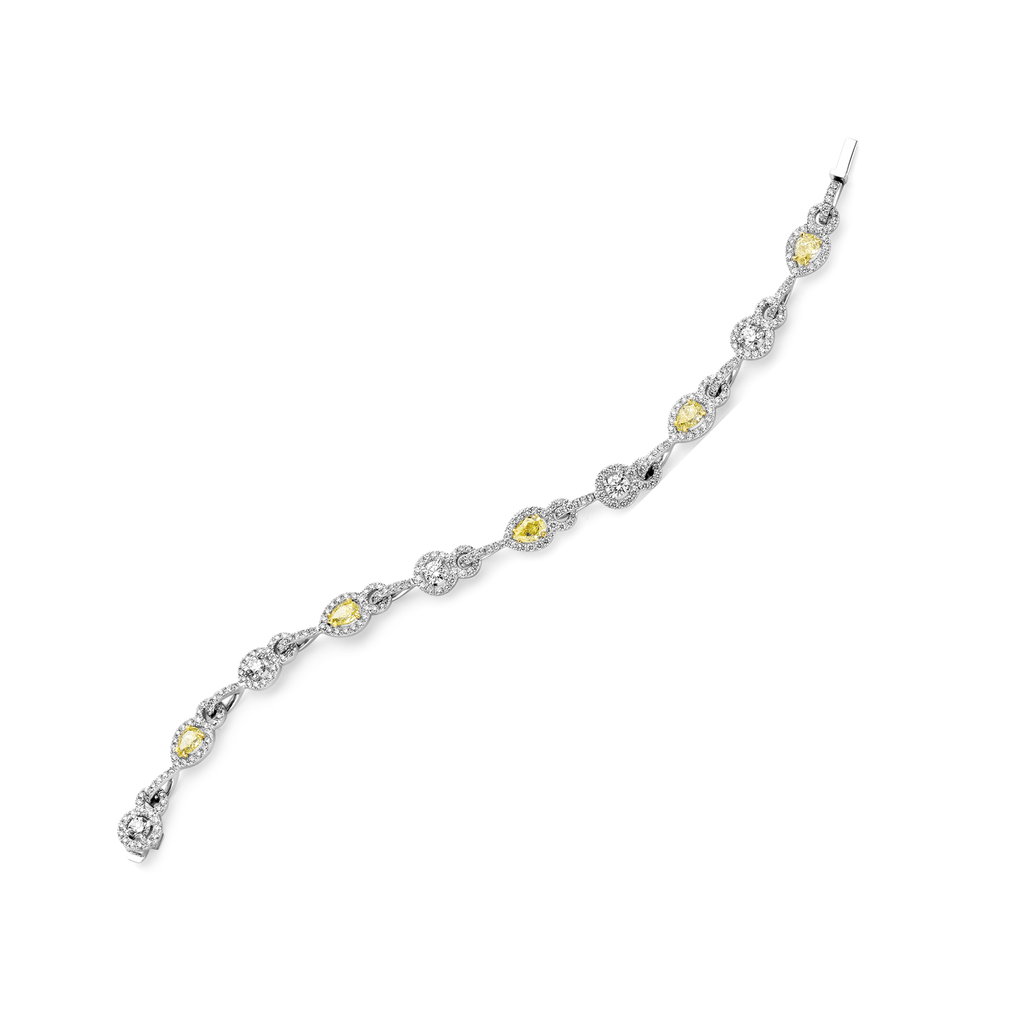 Tennis bracelet brilliants and yellow pears