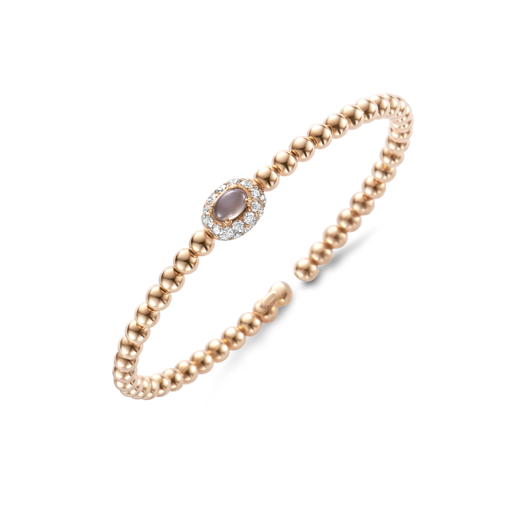 bracelet pink gold diamond and moonstone