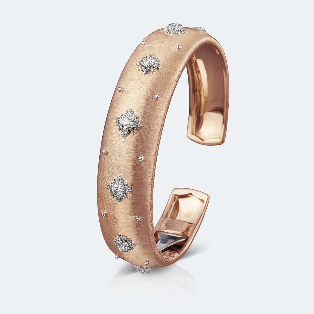 bracelet macri cuff pink gold with diamonds