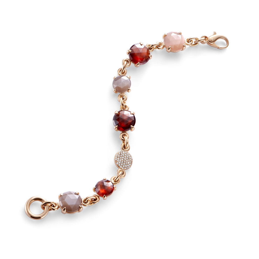 Pink Gold Bracelet Set with Heboniet, Moonstone and Diamonds