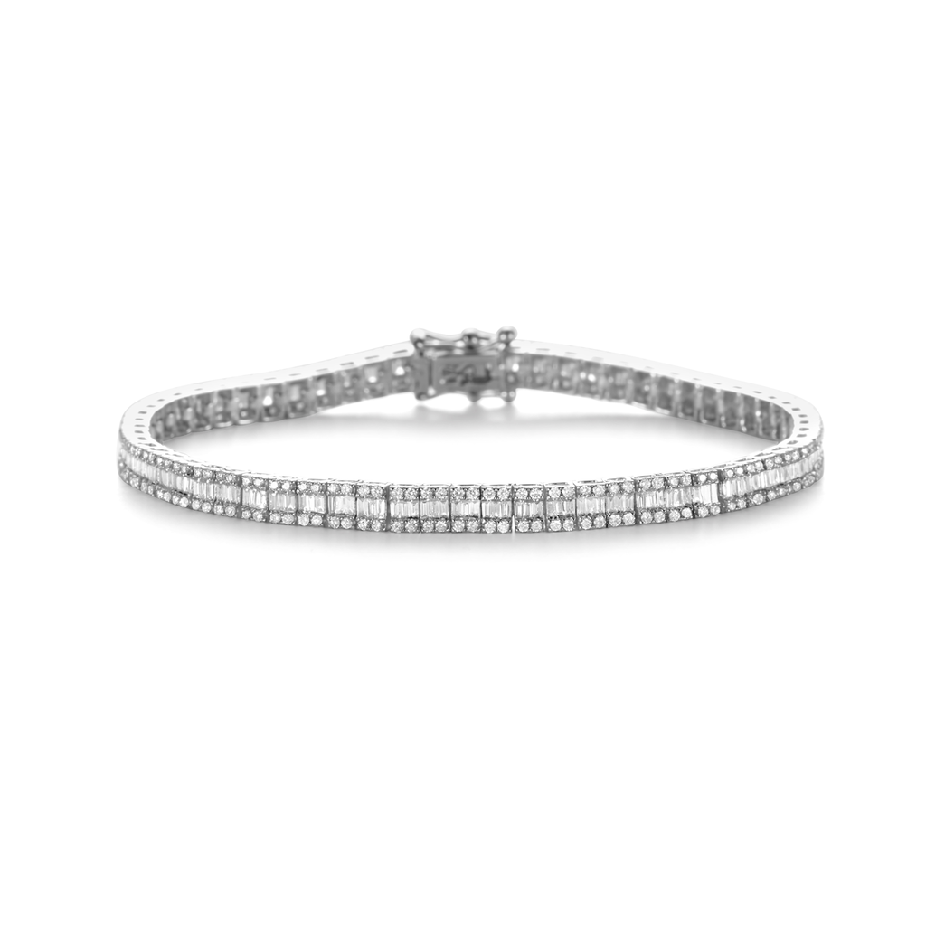Bracelet White Gold set with Baguette and Brillants