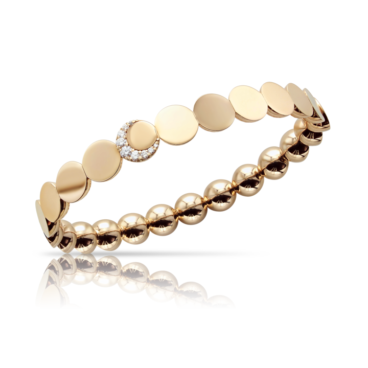 Luce Half Moon Medium Bracelet in Pink Gold with Diamonds.