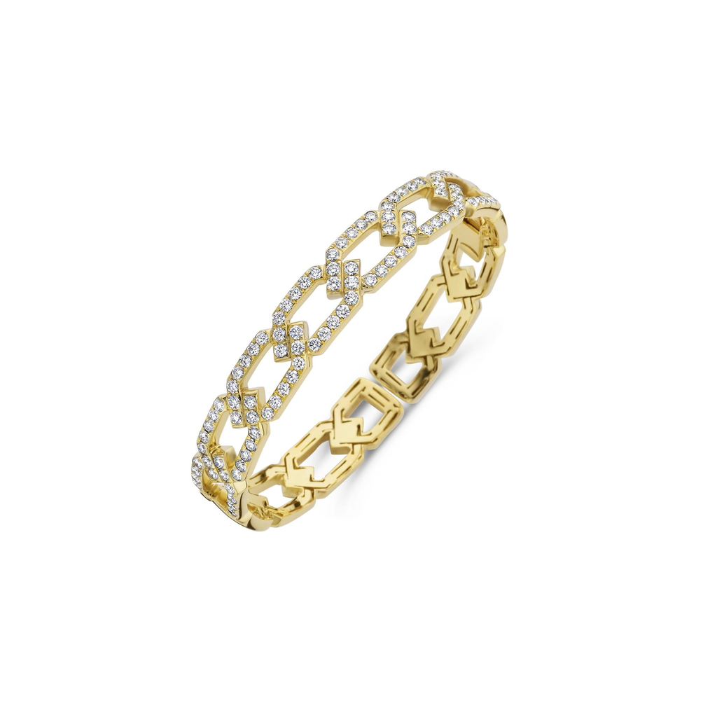 Yellow gold Bangle with diamonds