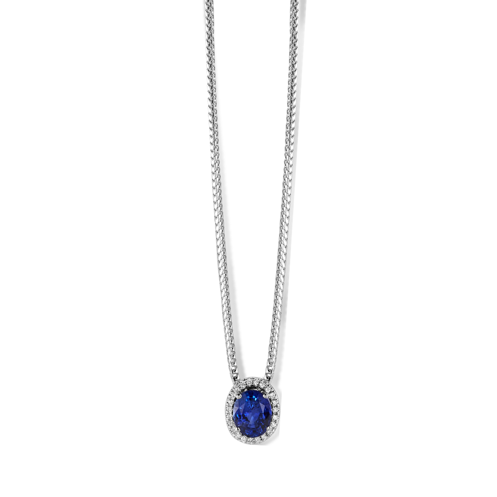Pendant with diamonds and sapphire