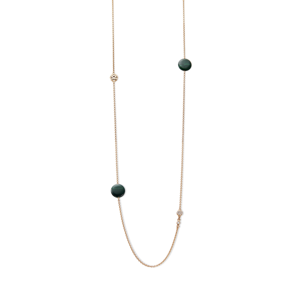Sautoir with Malachite and cognac diamonds
