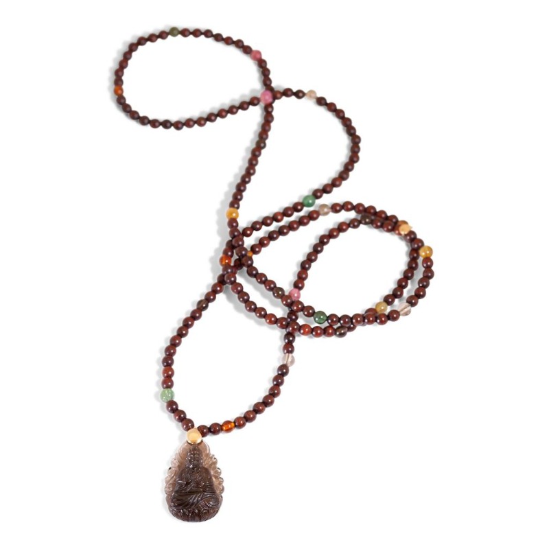 Necklace India Snake Wood with Smoky Quartz