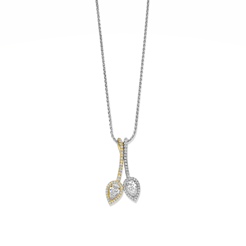 Chain with Pendant with Pear Shaped Diamonds