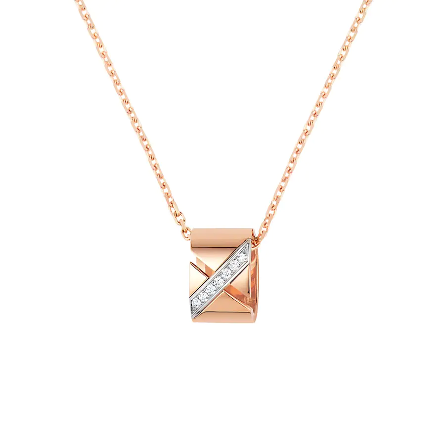 Pendant Liens Evidence in Pink Gold with Diamonds