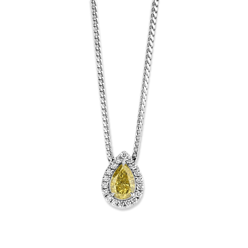 Whitegold pendant with pear cut