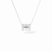 Pulse small pendant in white gold