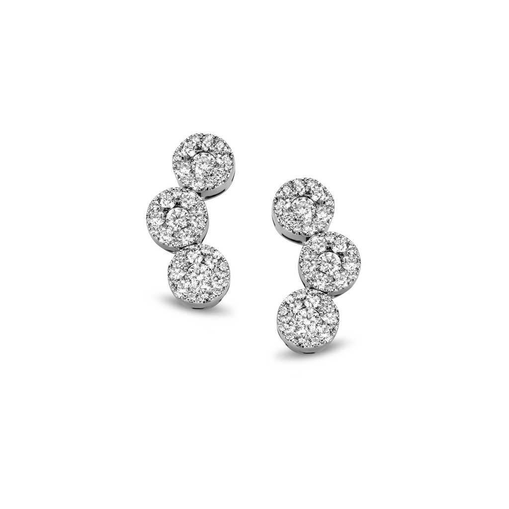 Earrings in white gold with diamond pavé