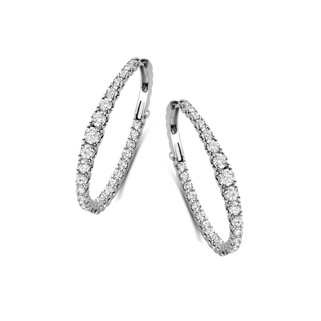 Creoles Earrings, White Gold set with Diamonds