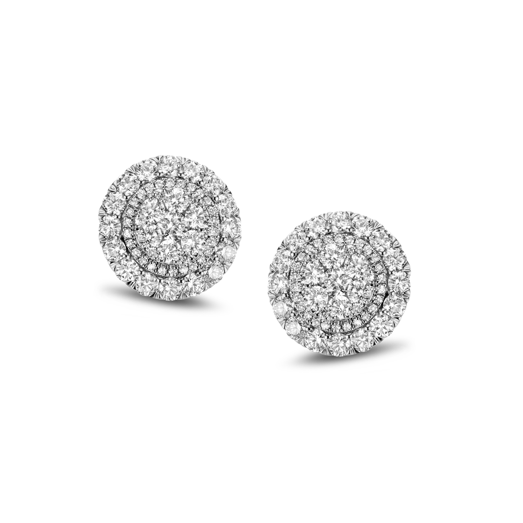 Illusion stud earrings with diamonds