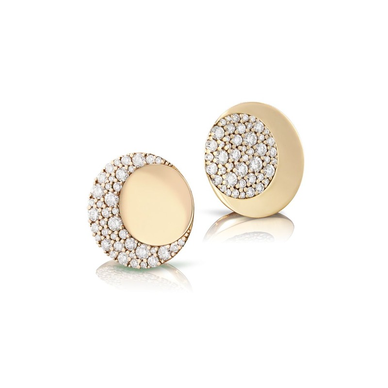 Luce XL Stud Earrings in Pink Gold with Diamonds