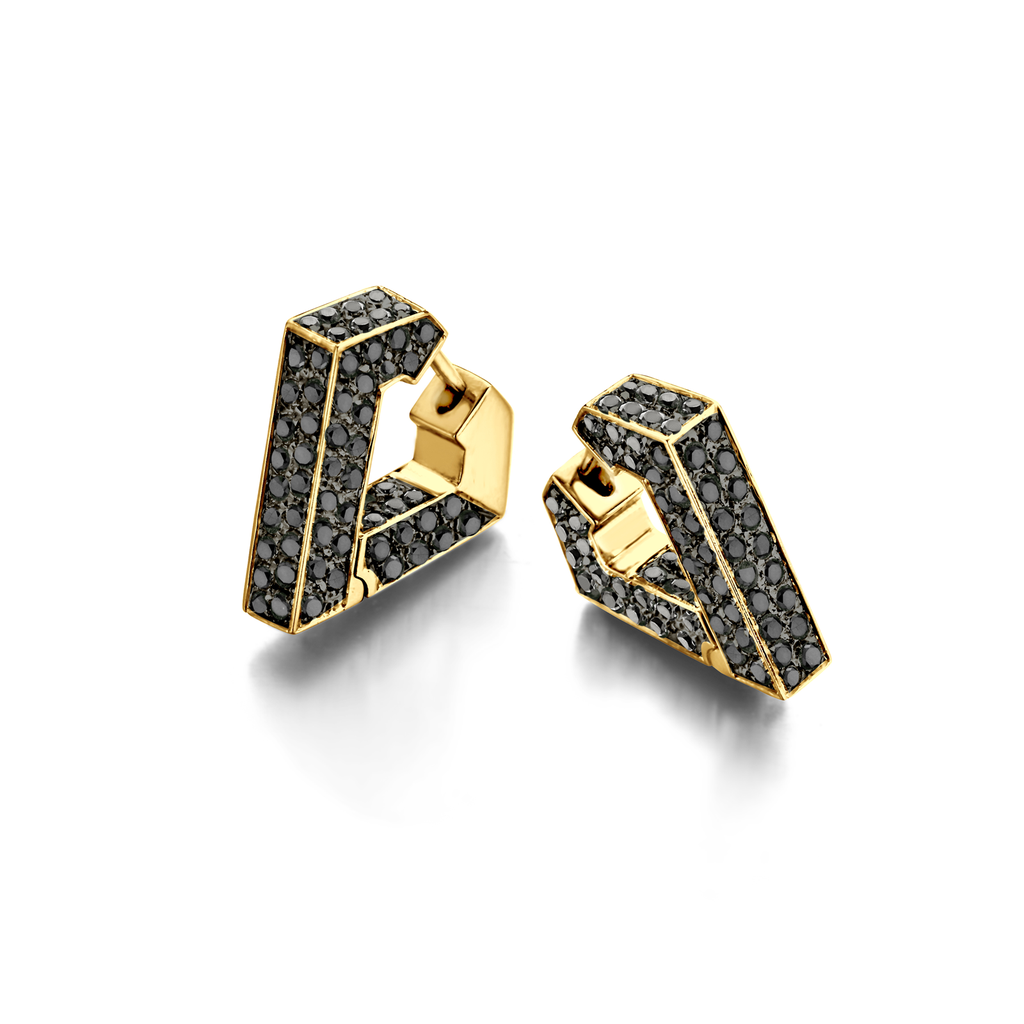 Brute Diamanti Earrings in Yellow Gold with Black Diamonds