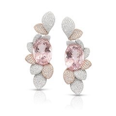 Giardini Vento Atelier Earrings in White and Pink Gold with Morganite and Diamonds