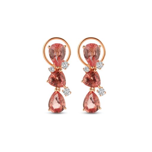 Pink Gold Earrings with Sapphires and Diamonds
