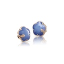 Petit Joli Stud Earrings in Pink Gold with Blue Moon (White Agate and Lapis Lazuli doublet), White and Champagne Diamonds