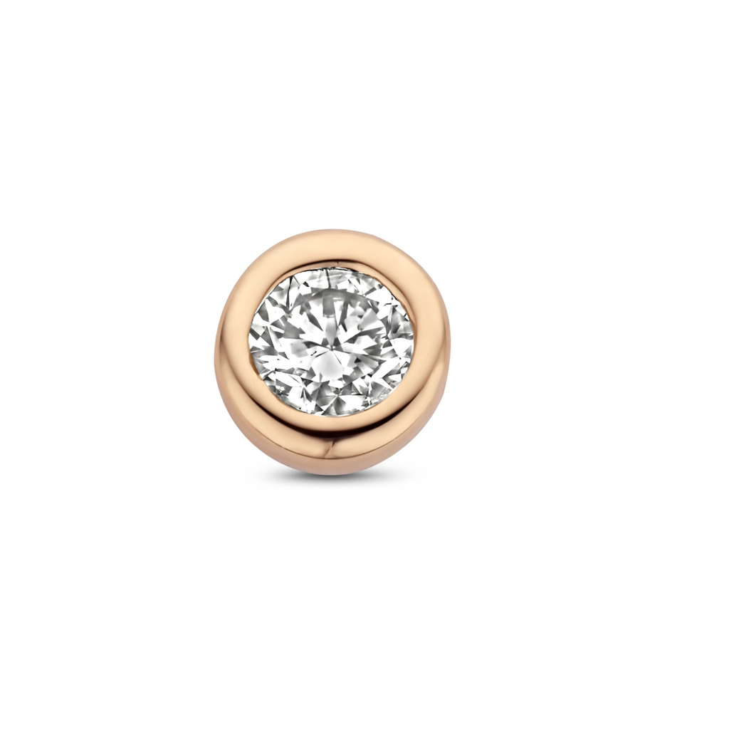 Single Stud Earring in Pink Gold with Champagne Brilliant