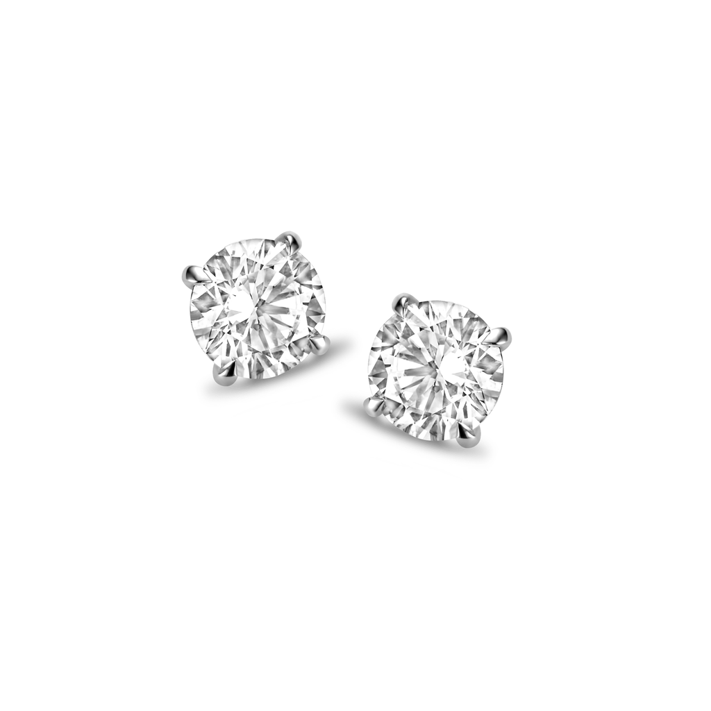 White gold studs with brilliant cut diamonds