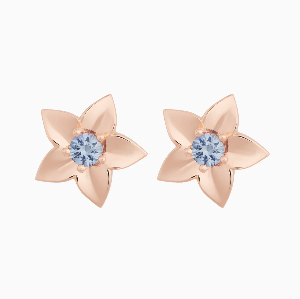Poppy earrings in pink gold with sapphires