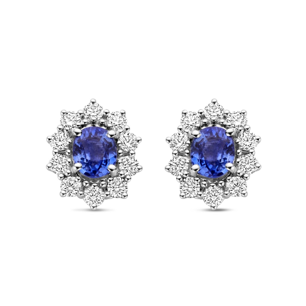 Entourage Stud Earrings in White Gold with Sapphires and Diamonds