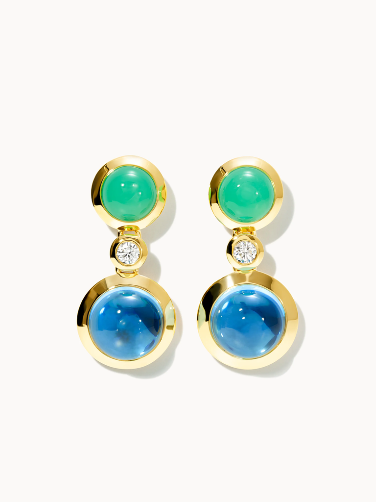 Earrings BOUTON 2 Cabochons 'Lagoon' / Classic 'Lagoon'