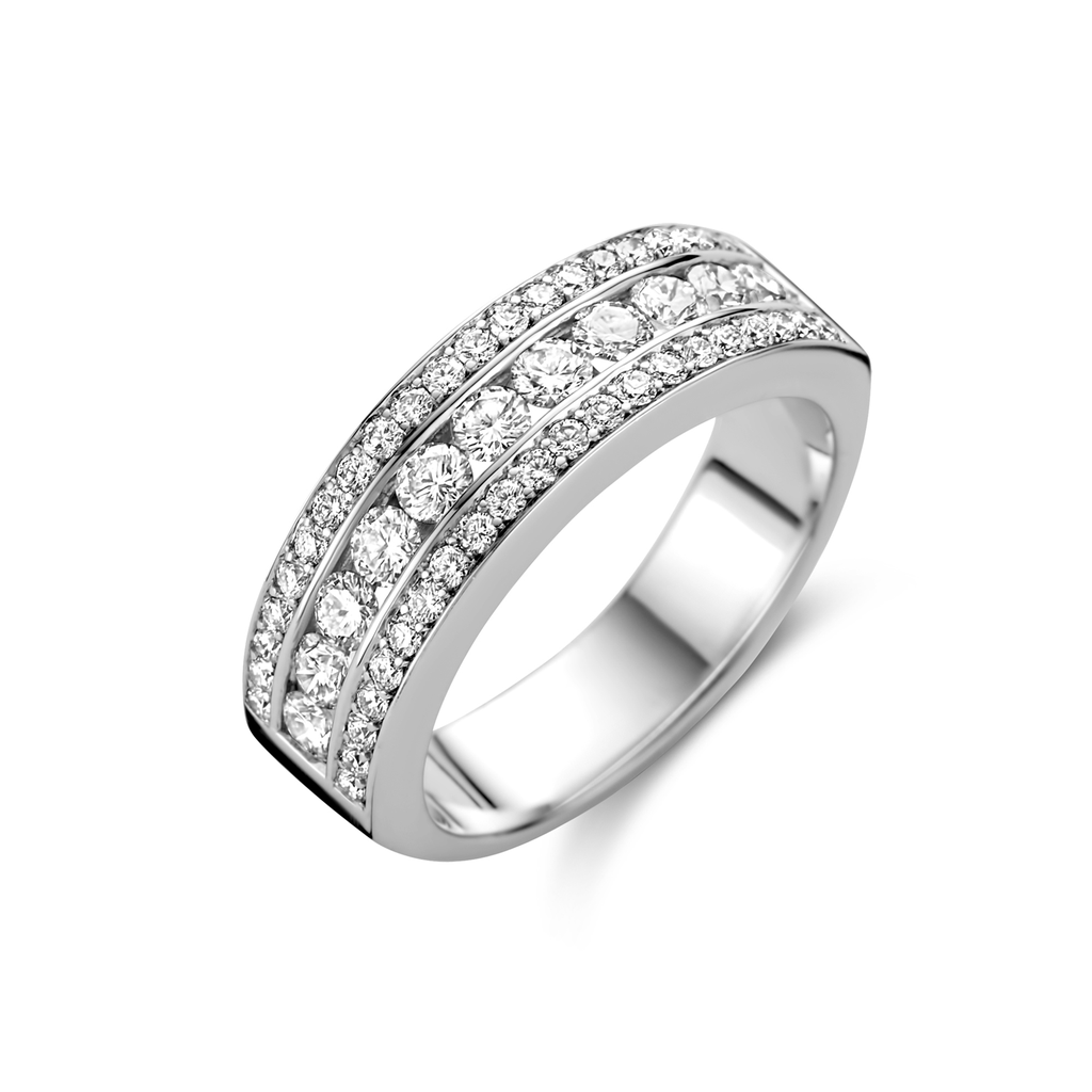 Wedding band with diamonds