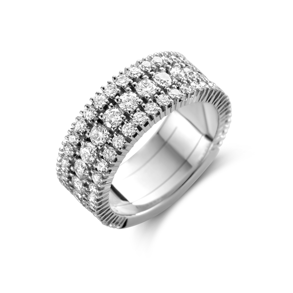 Wedding band with diamonds