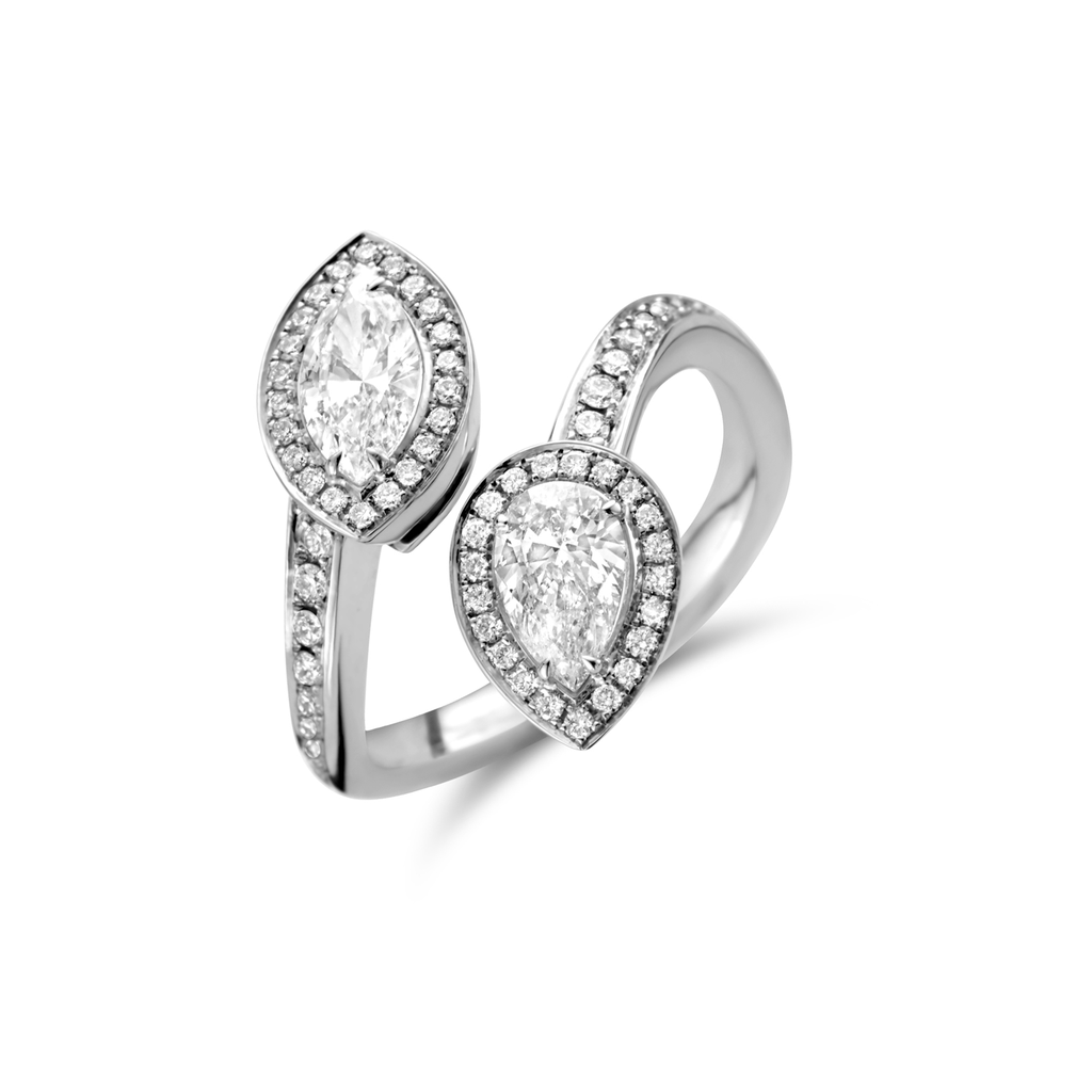 Ring with marquise, pear, brilliants