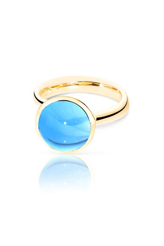 BOUTON Ring Large in Pink Gold with Swiss Topaz