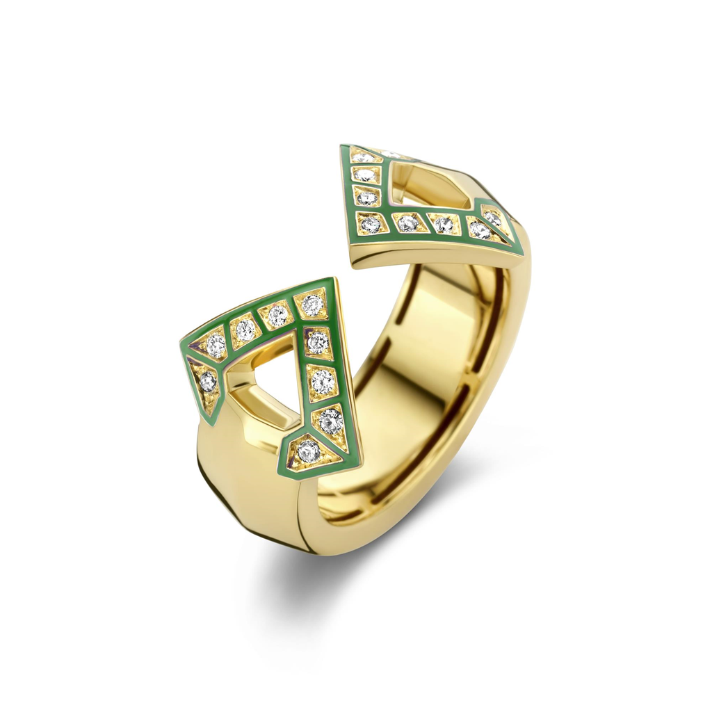 Brute Ring in Yellow Gold, Enamel and White Diamonds