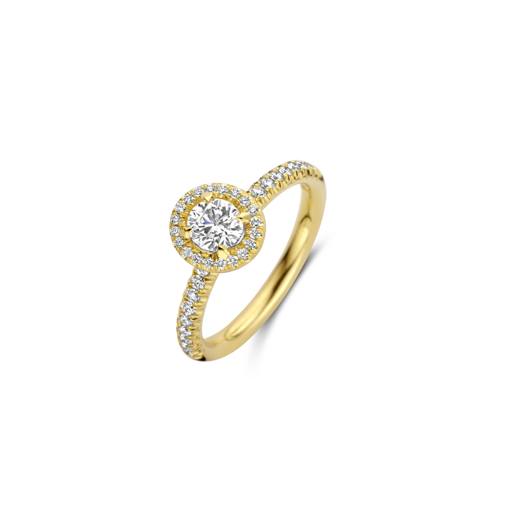 Yellow gold ring with diamonds