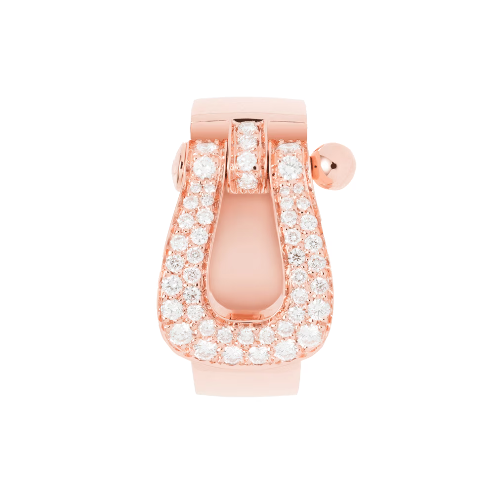 Large model Force 10 ring in pink gold and white diamonds.