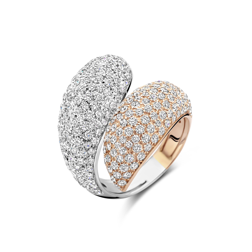 Two tone ring with diamonds