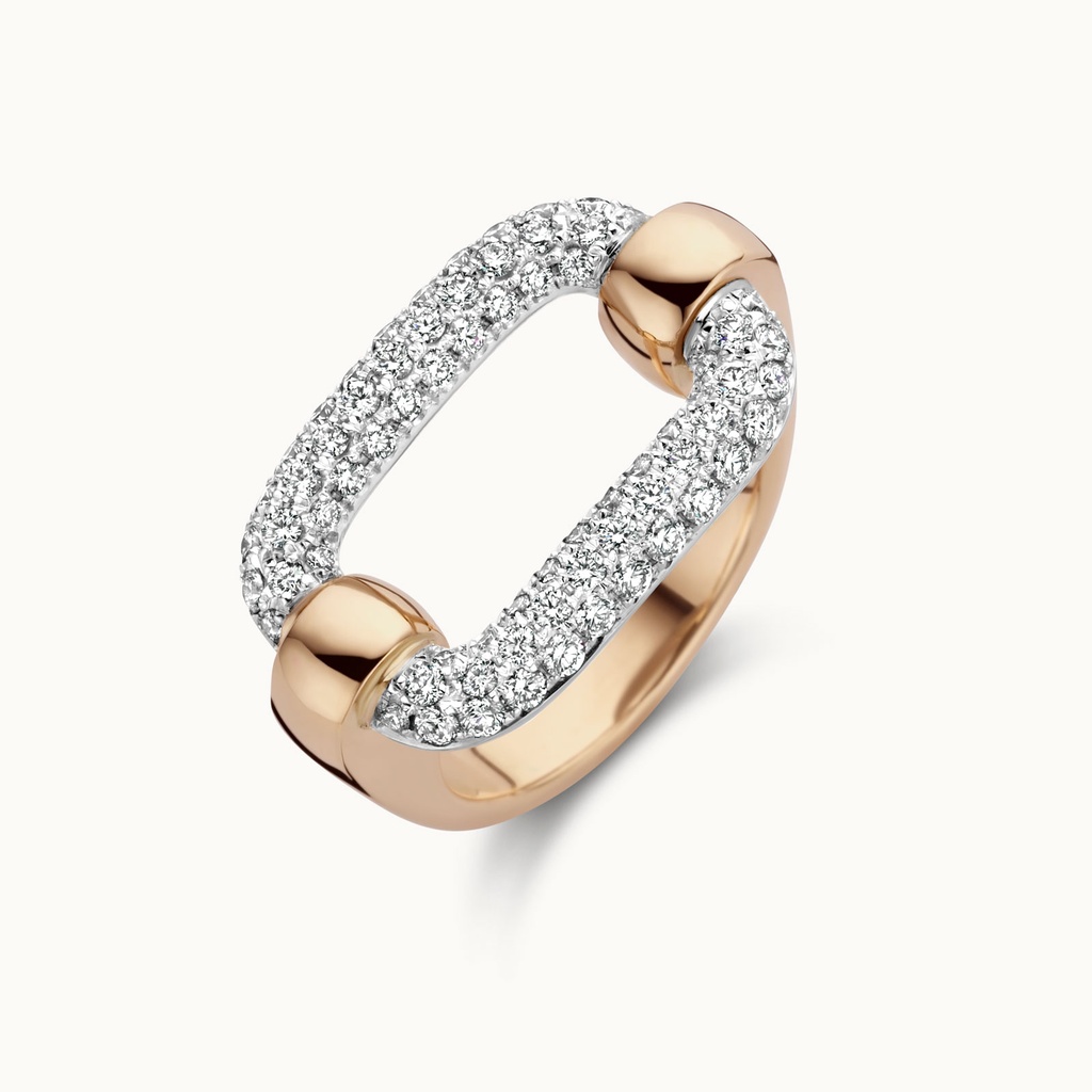 Amalfi Ring in Pink Gold with White Diamonds