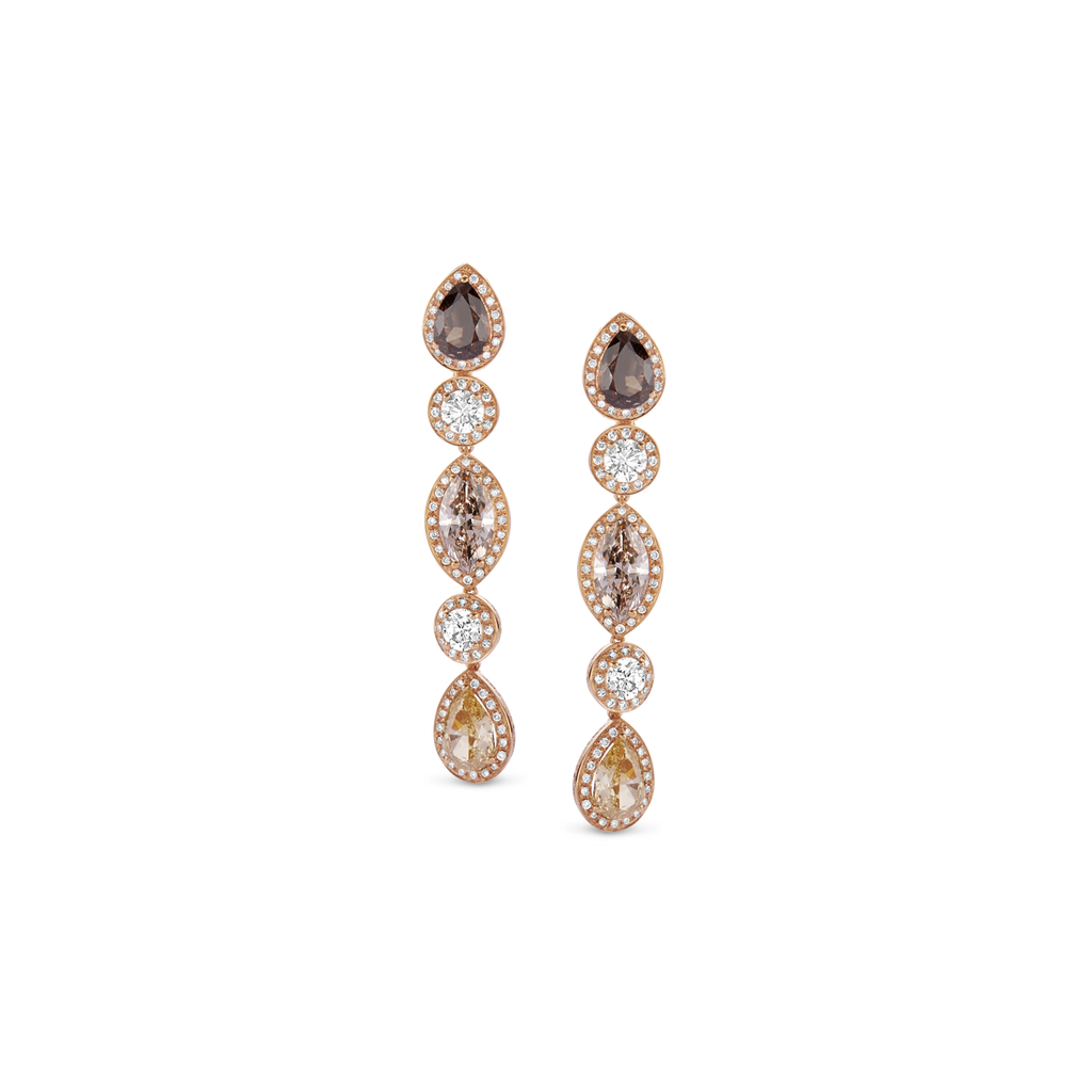 Earrings Pink Gold Cognac/Blanc
