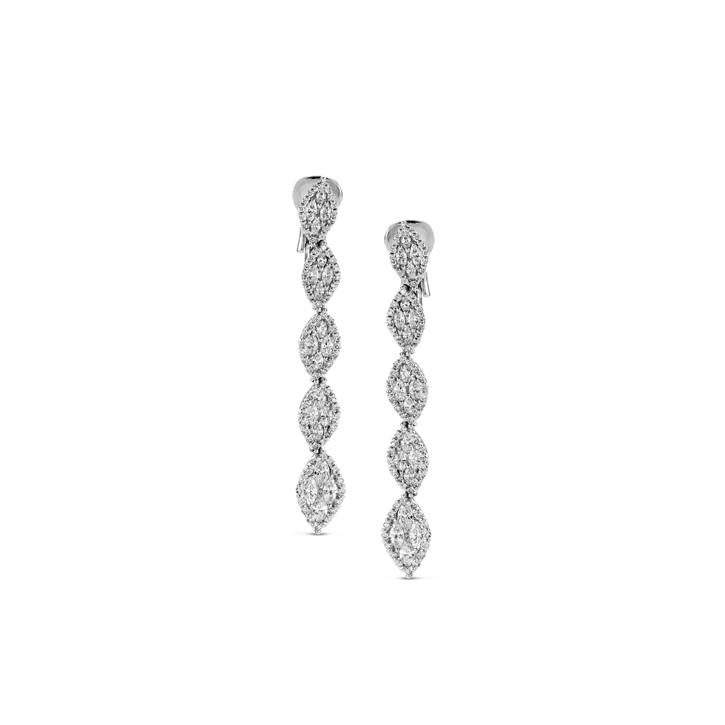 Earrings White Gold Diamonds Brilliant Navette