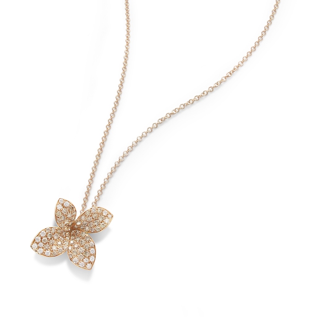 Necklace in Rose Gold with Diamonds Medium Flowe