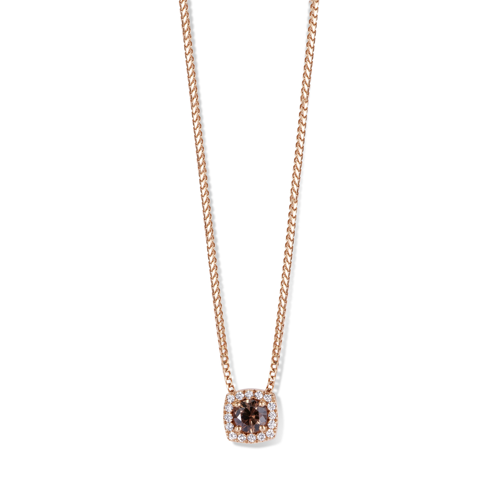 Pendant pink gold brown diamond