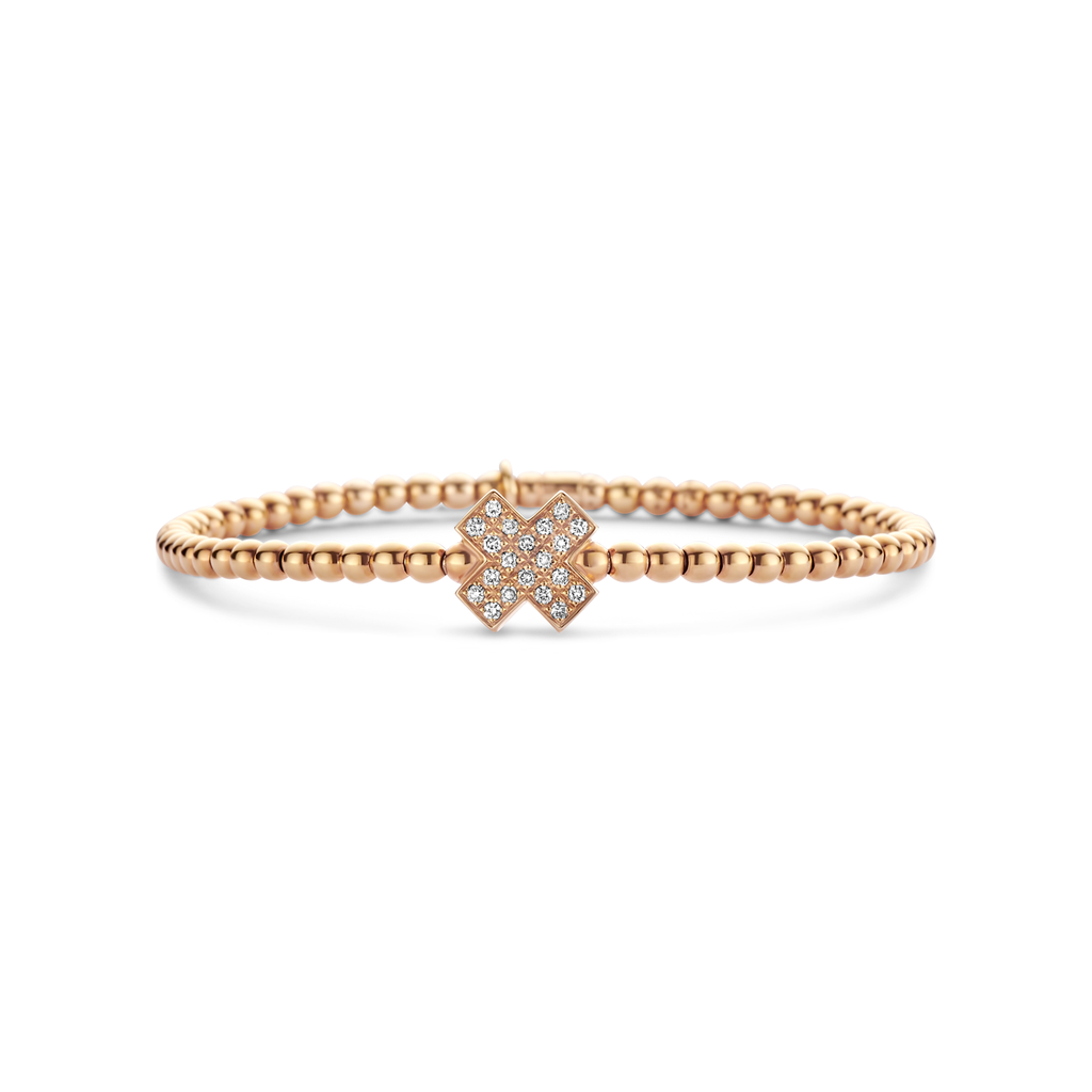 Reflex Cross Bracelet in Pink Gold with Champagne Diamonds