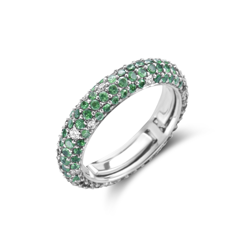 Ring White Gold Anneau Tsavorite