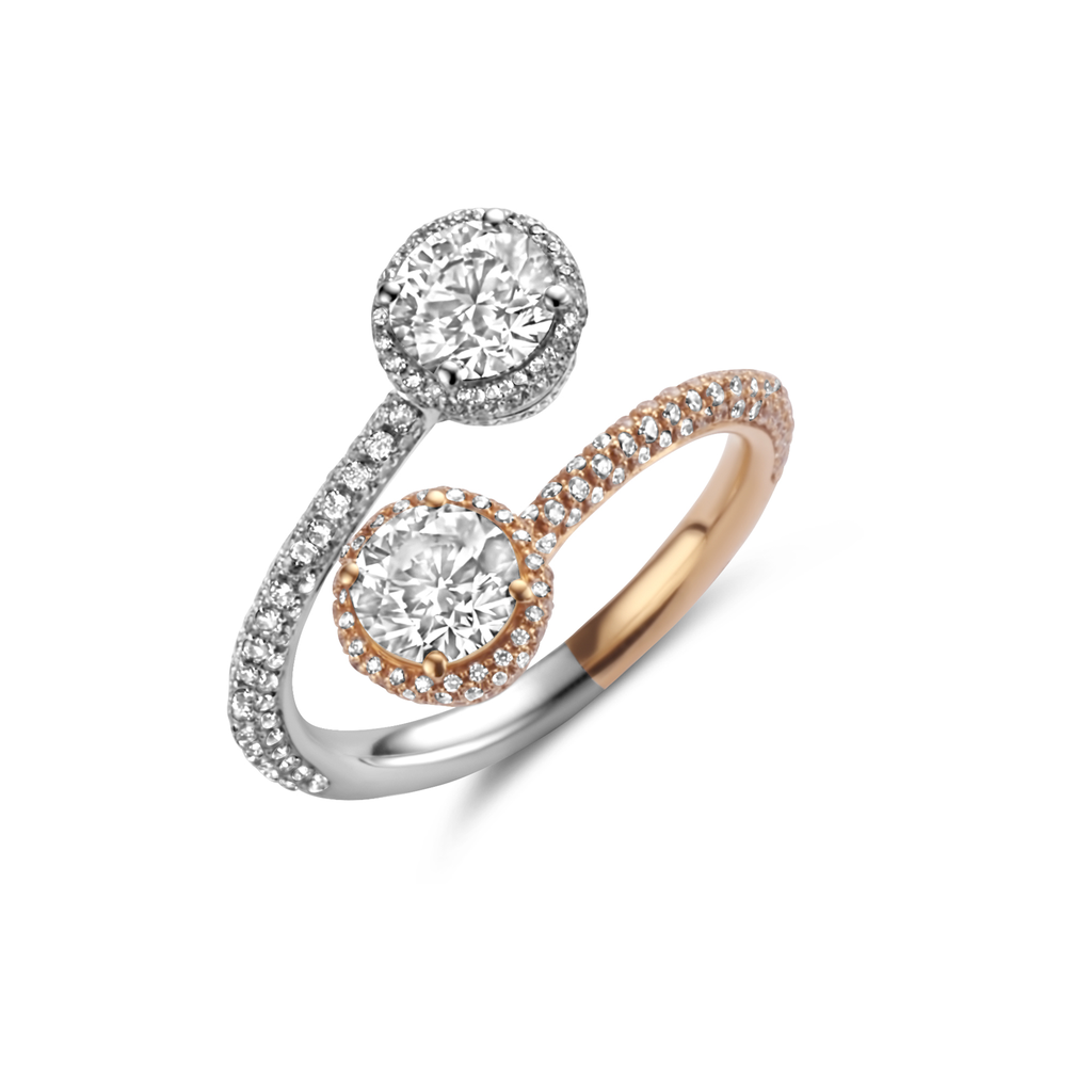 Ring gold white gold toi & moi