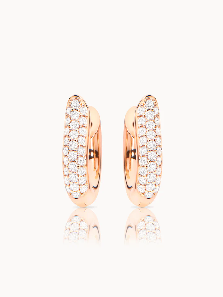 SIGNATURE Hoop earrings medium with Diamond Pavé 18K rose Gold