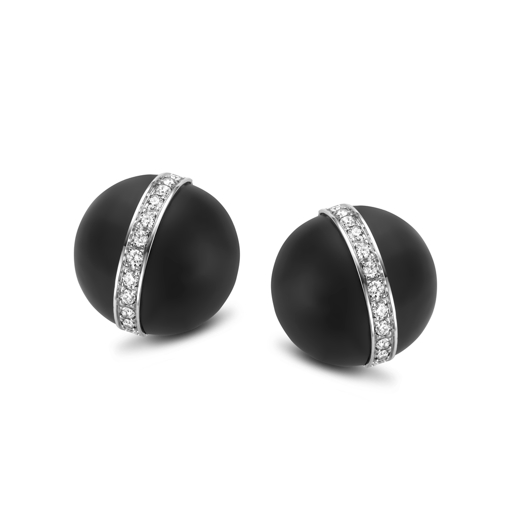earrings white gold and onyx