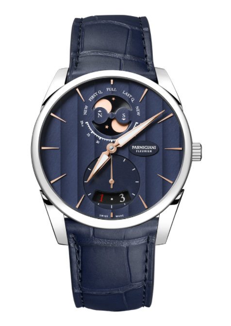 tonda 1950 watch lune steel blue face