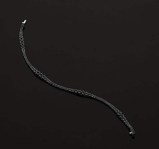 [BARE-FLOWSB-WB]  Dries Criel Jewelry - Flow Bracelet in White Gold with Black Diamonds
