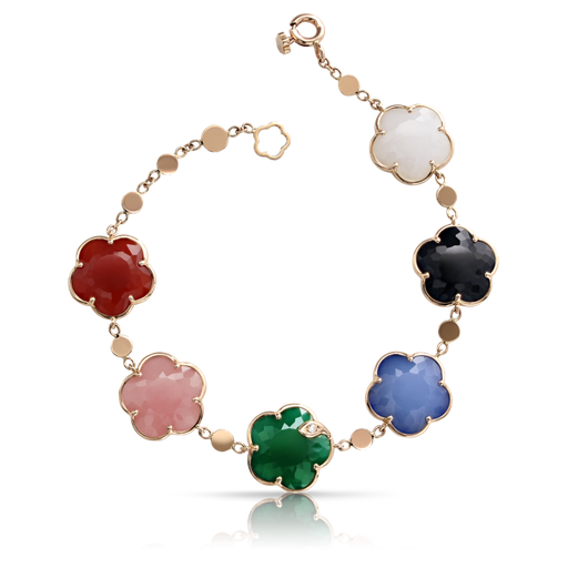 [16263R]  Pasquale Bruni - Petit Joli Bracelet in Pink Gold with Green and White Agate, Onyx, Blue Moon (White Agate and Lapis Lazuli Doublet), Pink Chalcedony, Carnelian and Di