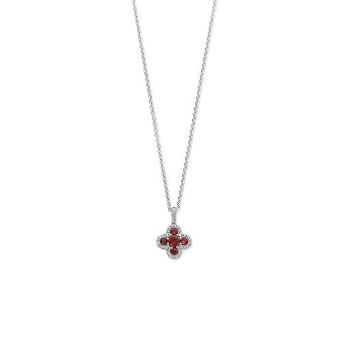 [1GA0270159/10]  Damaso - Necklace in White Gold with pendant with Diamond and Rubies