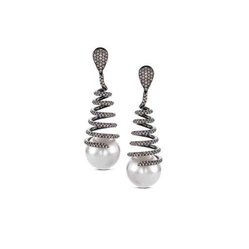  JBS - earring with pearl and cognac diamonds